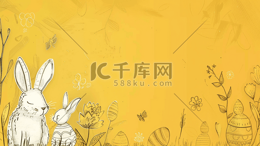 手绘复活节涂鸦彩蛋小兔子的插画89