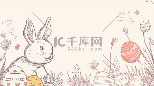 手绘复活节涂鸦彩蛋小兔子的插画10