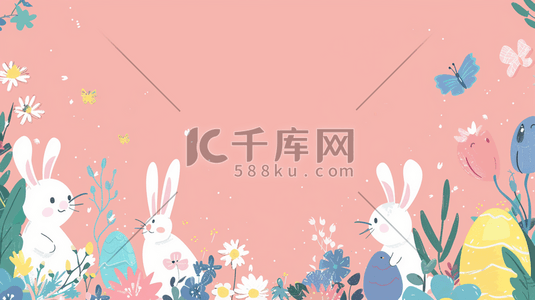 手绘复活节涂鸦彩蛋小兔子的插画5
