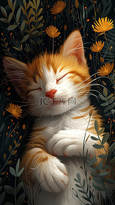 猫咪睡觉插画图片_可爱的小猫咪睡觉插画海报