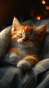猫咪睡觉插画图片_可爱的小猫咪睡觉原创插画