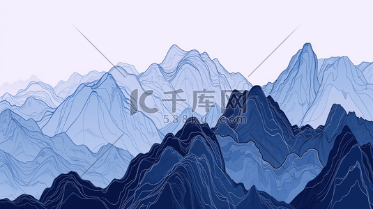 蓝色中国风山水风景16插图