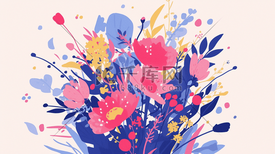 春季38女神节花朵花束的插画9
