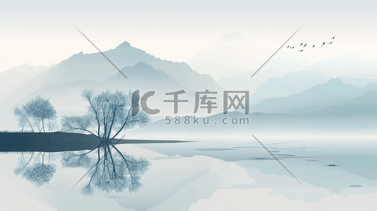 中国风水墨风景插画6