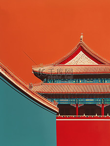 屋檐韩国插画图片_中国宫殿建筑和屋檐插画图片