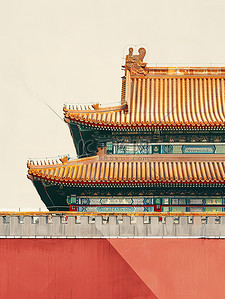 屋檐韩国插画图片_中国宫殿建筑和屋檐插画设计
