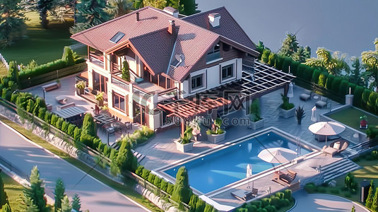 欧式风格泳池私人别墅图片