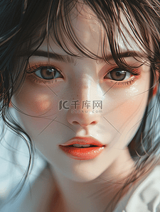 皮肤插画图片_甜美女孩护肤形象