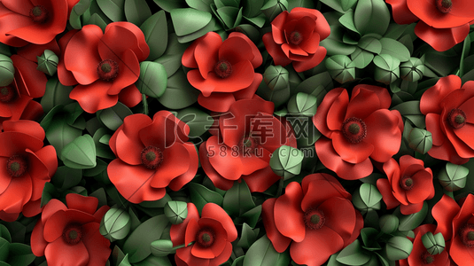 红色韩式花朵插画图片_红色花朵平面平铺女神节日设计的插画10
