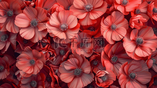 红色韩式花朵插画图片_红色花朵平面平铺女神节日设计的插画11