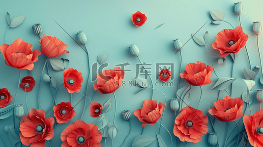 红色花朵平面平铺女神节日设计的插画4