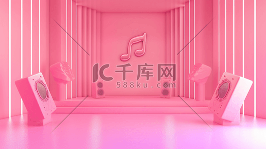 粉色简约唯美室内音乐音响器材的插画2