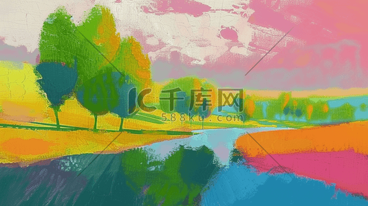 简约手绘春天景色风景如画的插画5