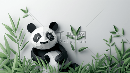 动物设计插画图片_简约绿色平面熊猫竹子的插画10
