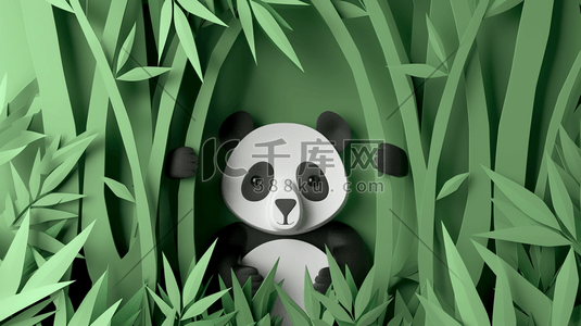 简约绿色平面熊猫竹子的插画6