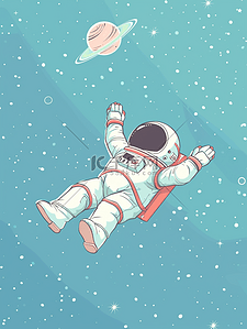 简约卡通宇宙星空宇航服的插画7