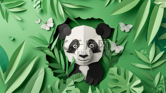 简约绿色平面熊猫竹子的插画4