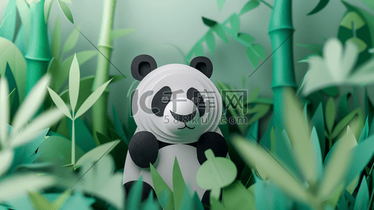 简约绿色平面熊猫竹子的插画12
