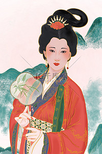 国潮风手绘 女王节插画