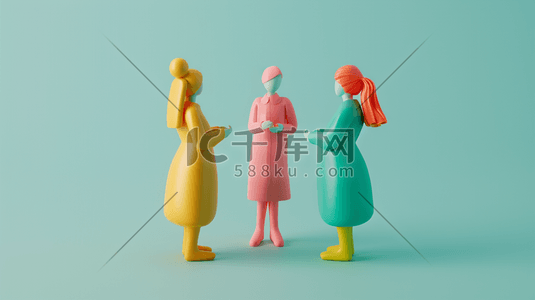 女性人物gif插画图片_彩色25D简约女性人物站立的插画8