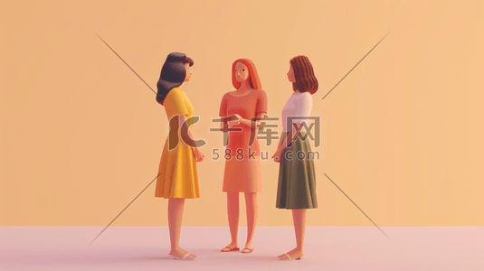 女性人物gif插画图片_彩色25D简约女性人物站立的插画10