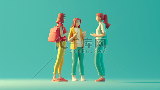 彩色25D简约女性人物站立的插画4