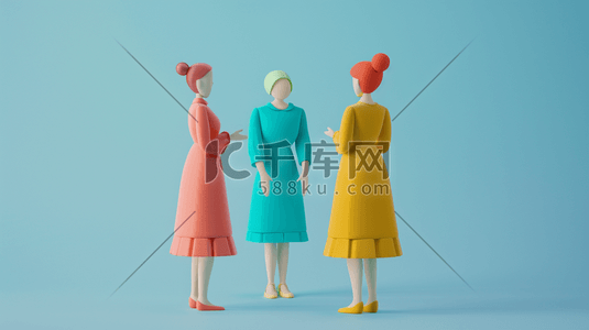 彩色25D简约女性人物站立的插画3