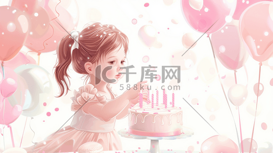 生日惊喜插画图片_粉色梦幻蛋糕生日惊喜的插画1