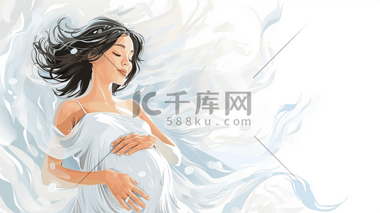 白色简约美丽孕妈妈拍艺术照的插画10