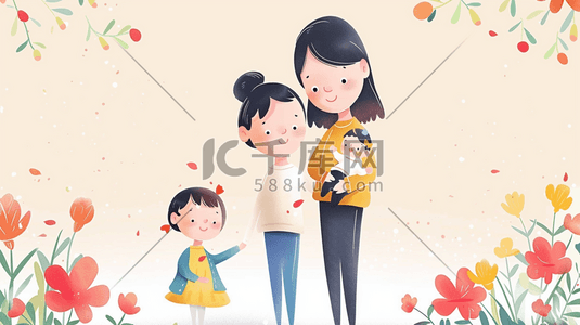 简约温馨母亲节开心母女的插画9