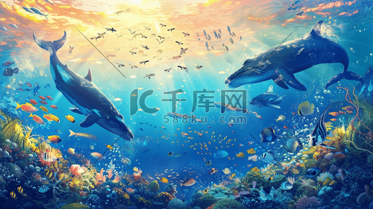 海底世界插画图片_海底世界美景插画11