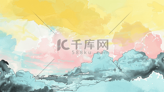 海天插画图片_海天相接创意手绘插画1