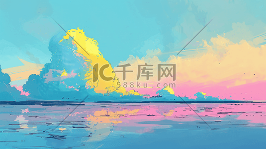 海天插画图片_海天相接创意手绘插画3