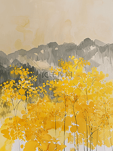 手绘山川美景抽象插画3