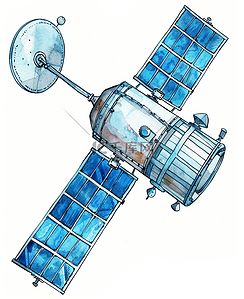 白色简约插画图片_白色简约手绘宇宙卫星接收器的插画4