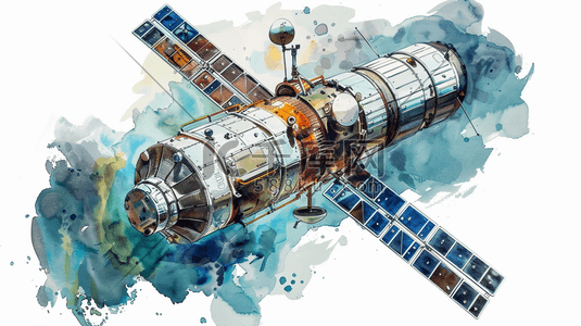 白色简约手绘宇宙卫星接收器的插画15