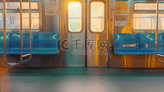早晨阳光明媚的地铁窗户插画素材