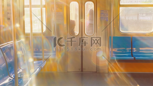 地铁插画图片_早晨阳光明媚的地铁窗户插画设计