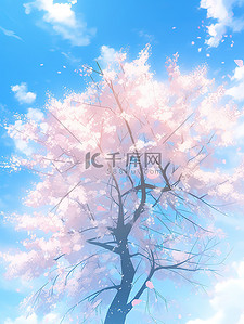 粉色樱花树浪漫春天素材