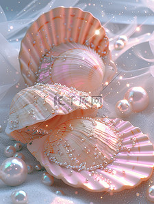 粉红色的贝壳珍珠沙滩海水插图