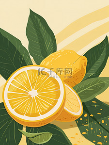 柠檬生姜茶养生茶插画海报