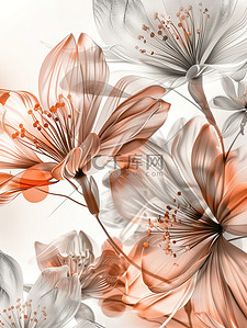 花朵矢量插画图片_磨砂玻璃透明橙色花朵矢量插画