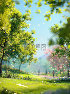 微型景观春天花朵绿叶图片
