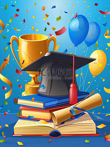展板毕业设计插画图片_毕业季庆祝的毕业插画设计