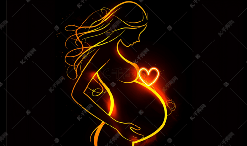 孕妇用品插画图片_孕妇肚子爱心