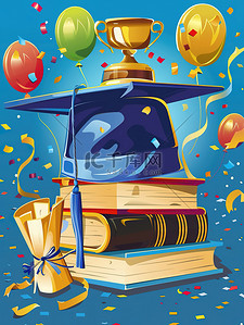 展板毕业设计插画图片_毕业季庆祝的毕业插画设计