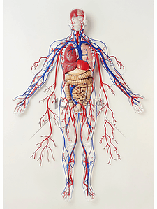 人体部头线稿插画图片_人体内部血管图