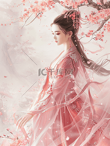 林芝插画图片_林芝桃花美女插画