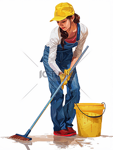 刷插画图片_亚洲人家庭保洁维修服务