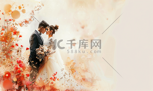 婚庆背景插画图片_婚纱照背景 爱情